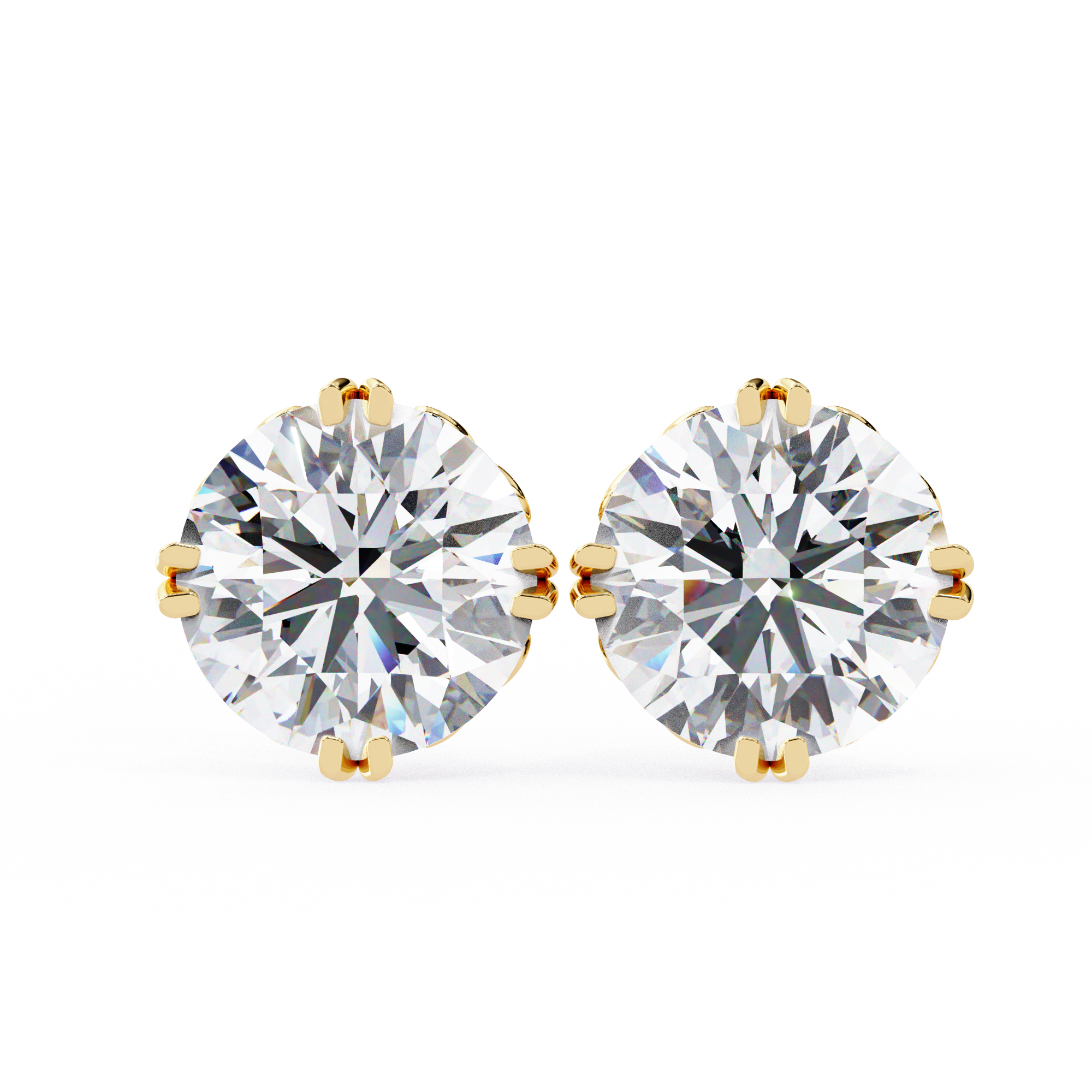 Essence Round Brilliant Stud Earrings — 10k–18k Gold