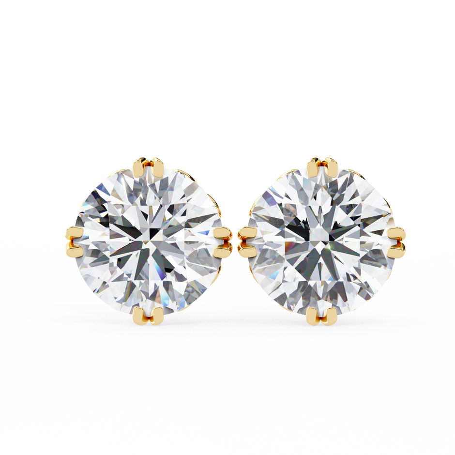 Essence Round Brilliant Stud Earrings — 10k–18k Gold