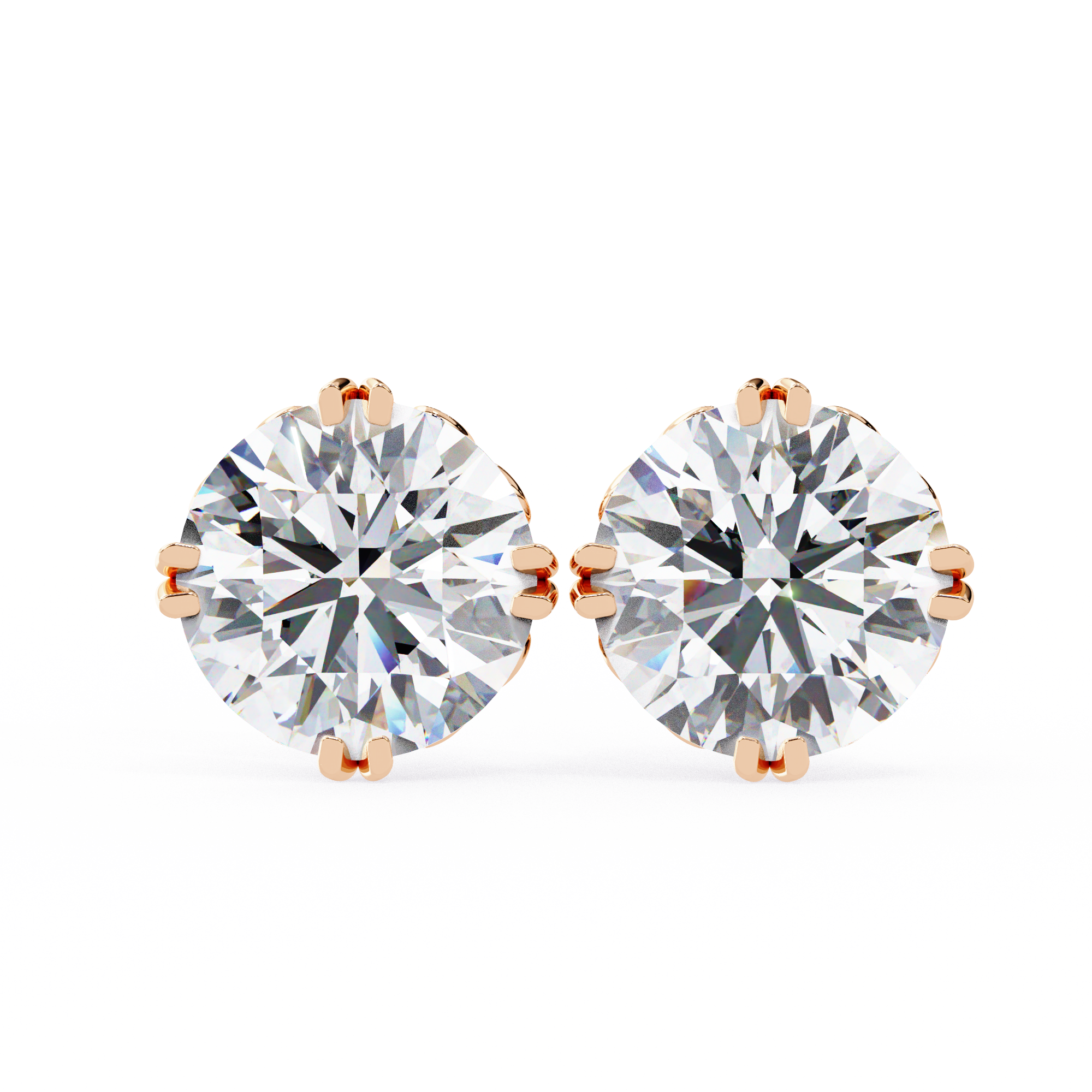 Essence Round Brilliant Stud Earrings — 10k–18k Gold