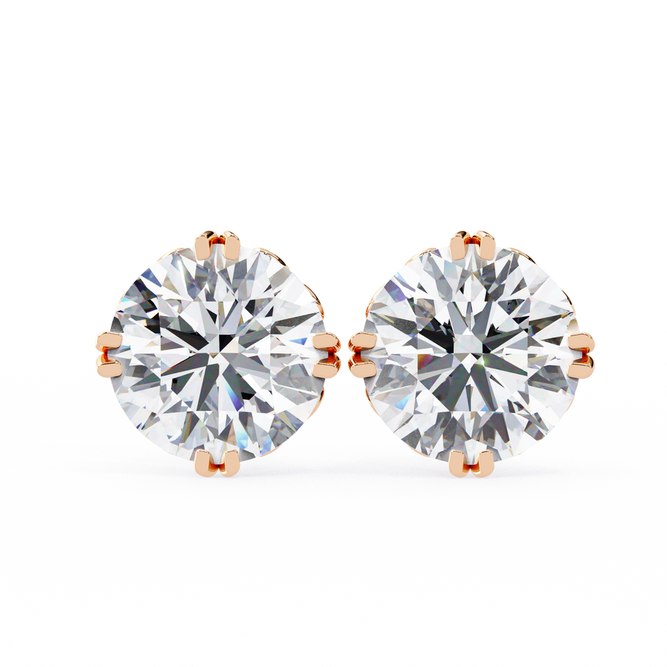Essence Round Brilliant Stud Earrings — 10k–18k Gold