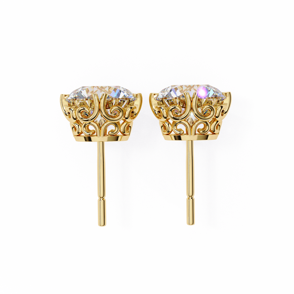 Essence Round Brilliant Stud Earrings — 10k–18k Gold