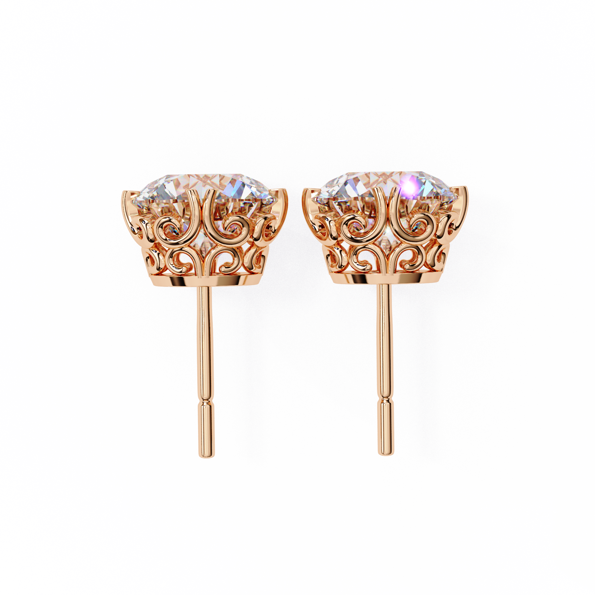 Essence Round Brilliant Stud Earrings — 10k–18k Gold