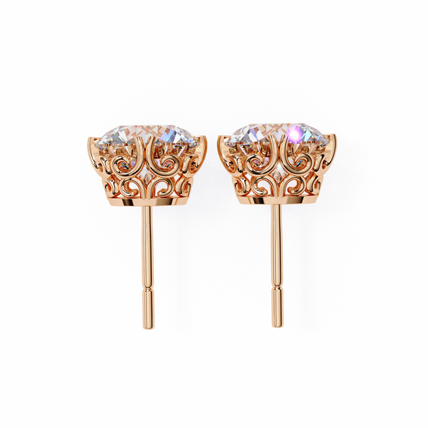 Essence Round Brilliant Stud Earrings — 10k–18k Gold