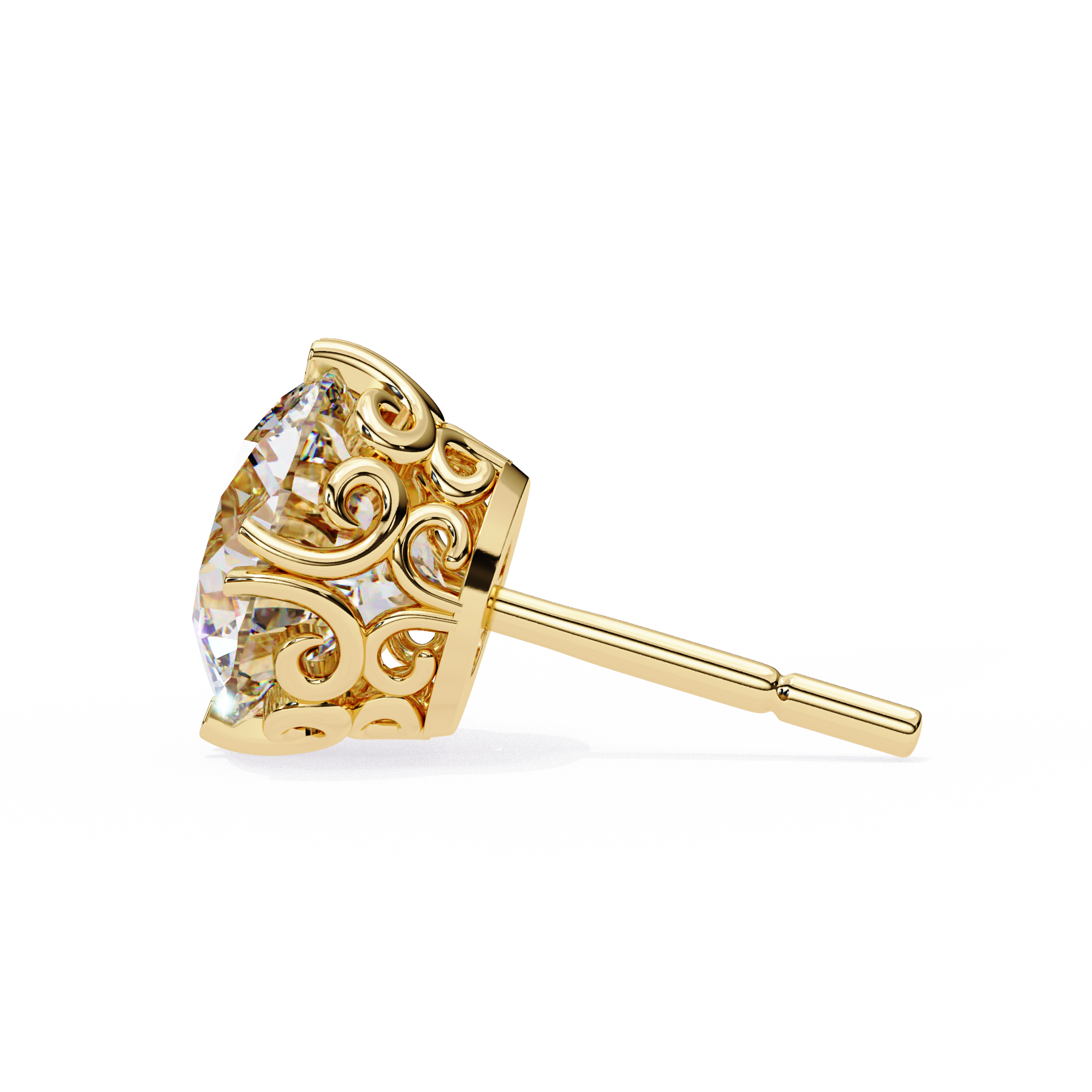 Essence Round Brilliant Stud Earrings — 10k–18k Gold