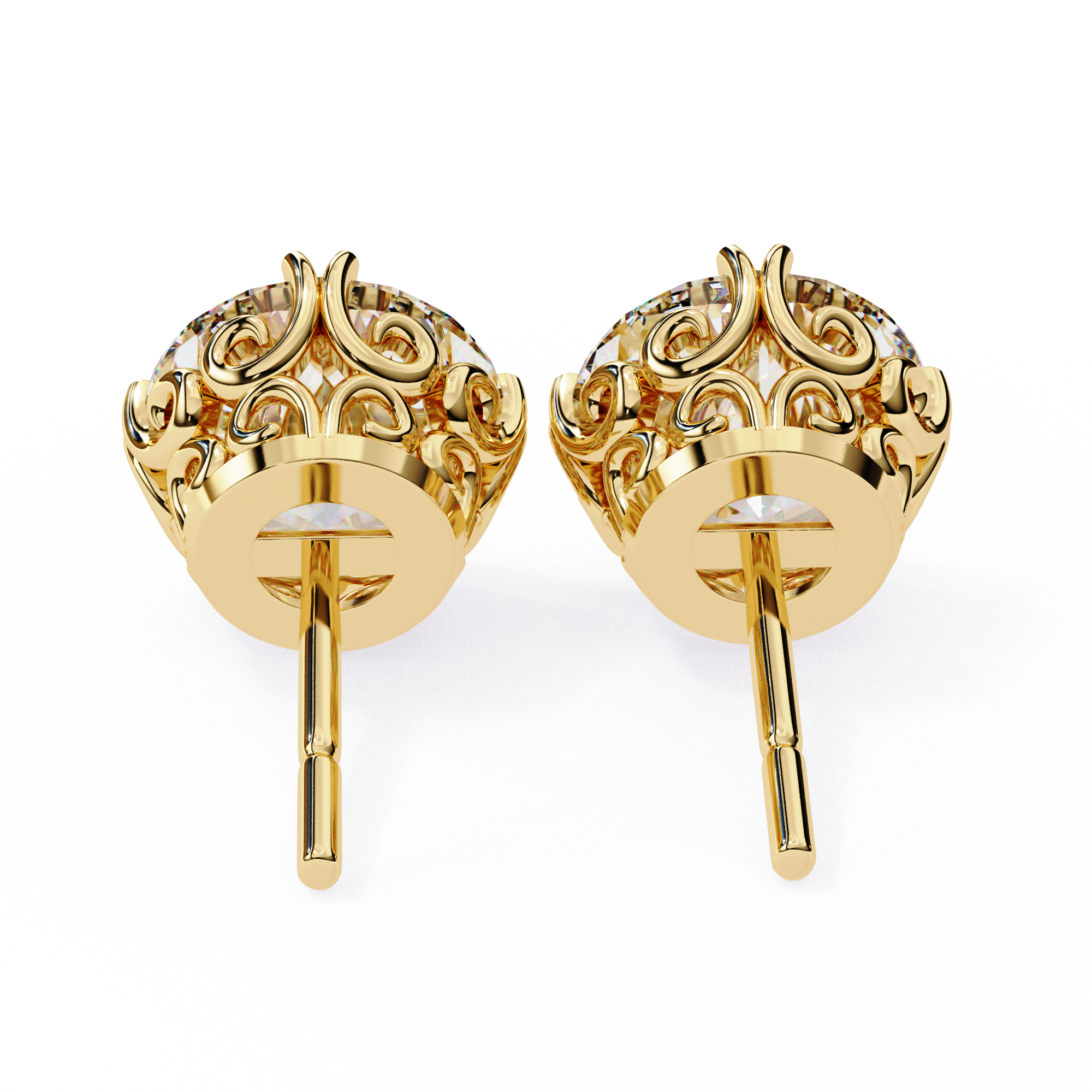 Essence Round Brilliant Stud Earrings — 10k–18k Gold