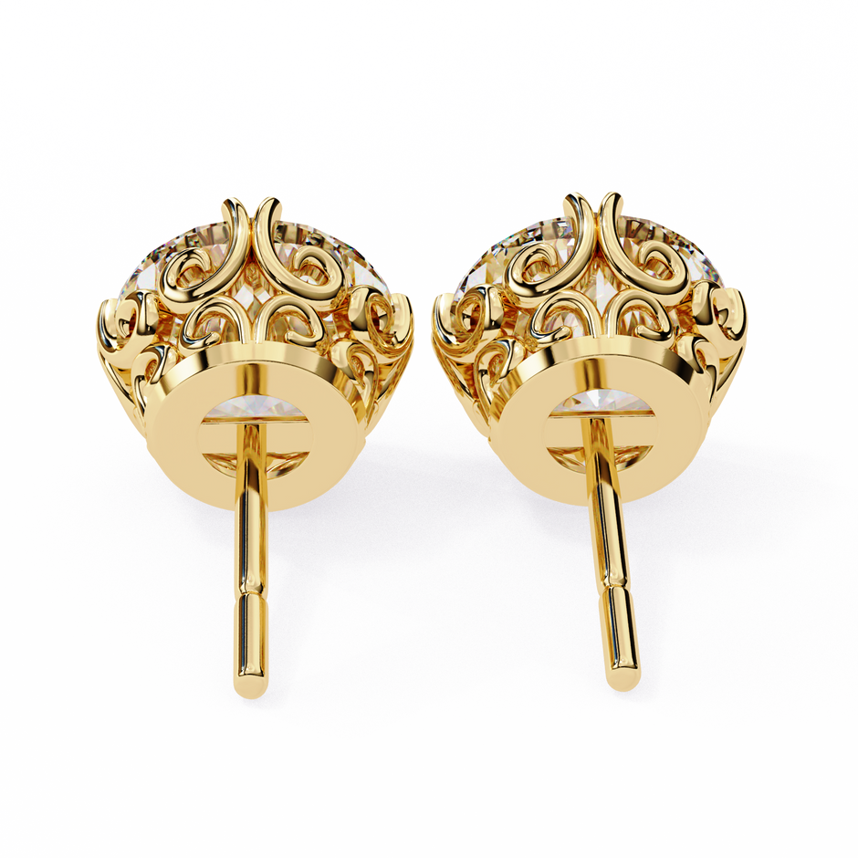 Essence Round Brilliant Stud Earrings — 10k–18k Gold