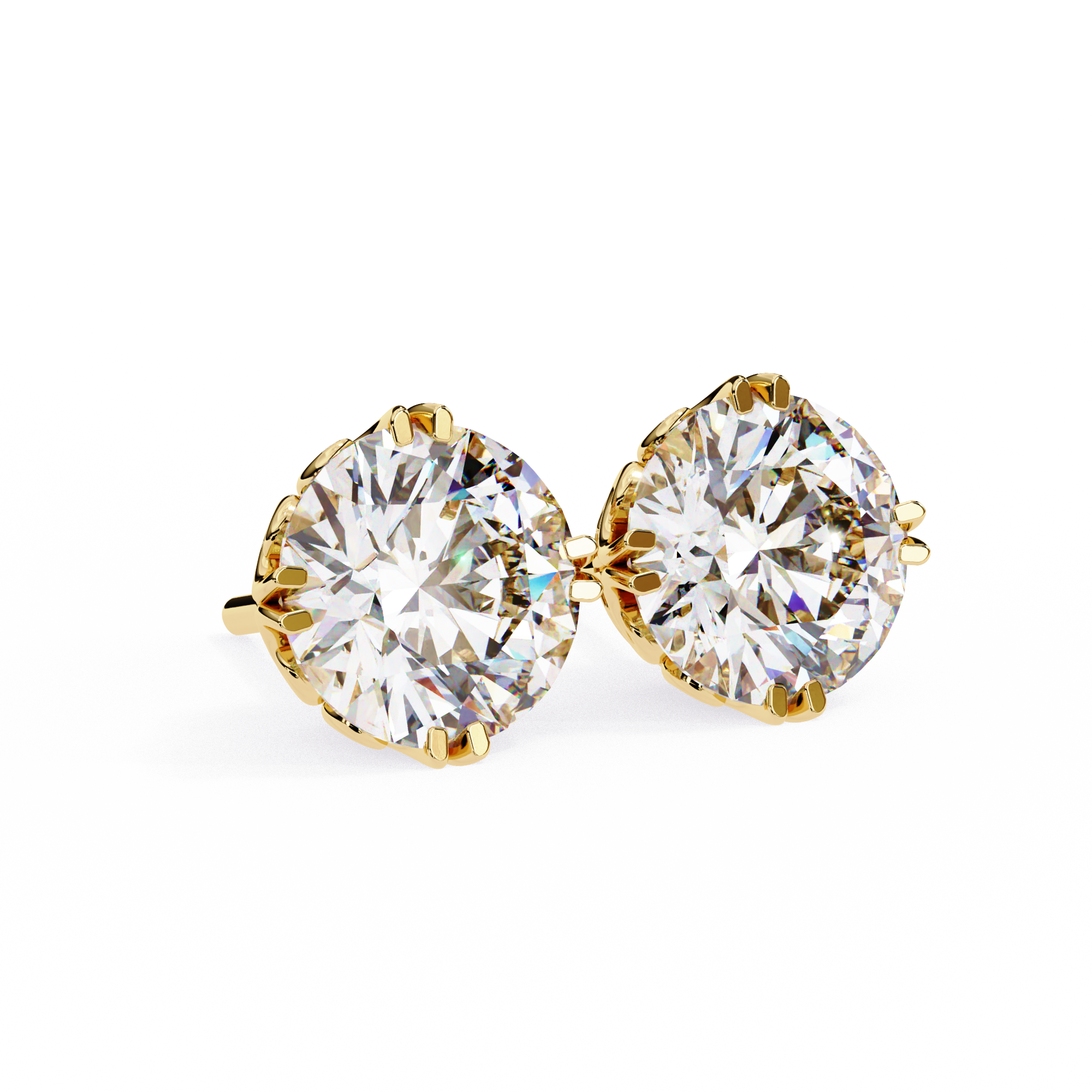 Essence Round Brilliant Stud Earrings — 10k–18k Gold