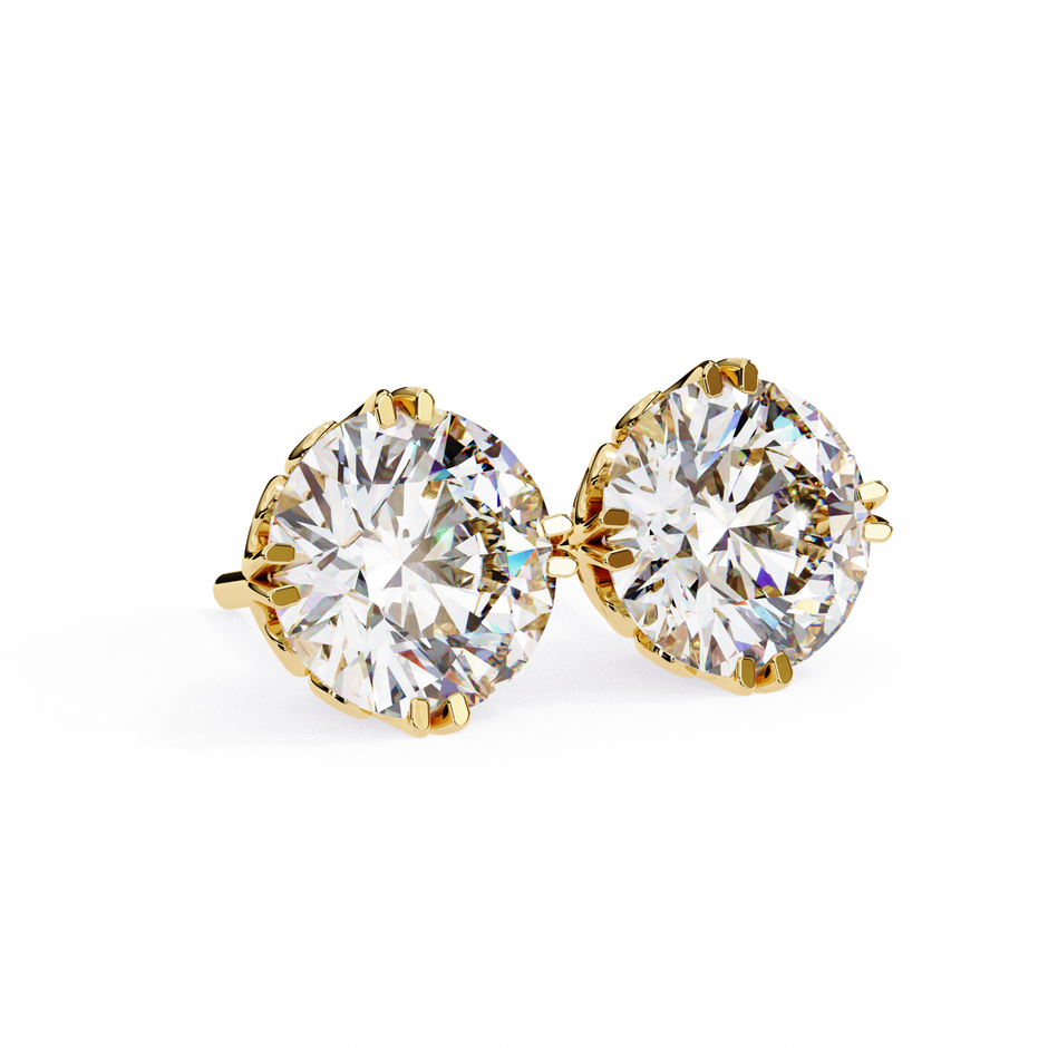 Essence Round Brilliant Stud Earrings — 10k–18k Gold