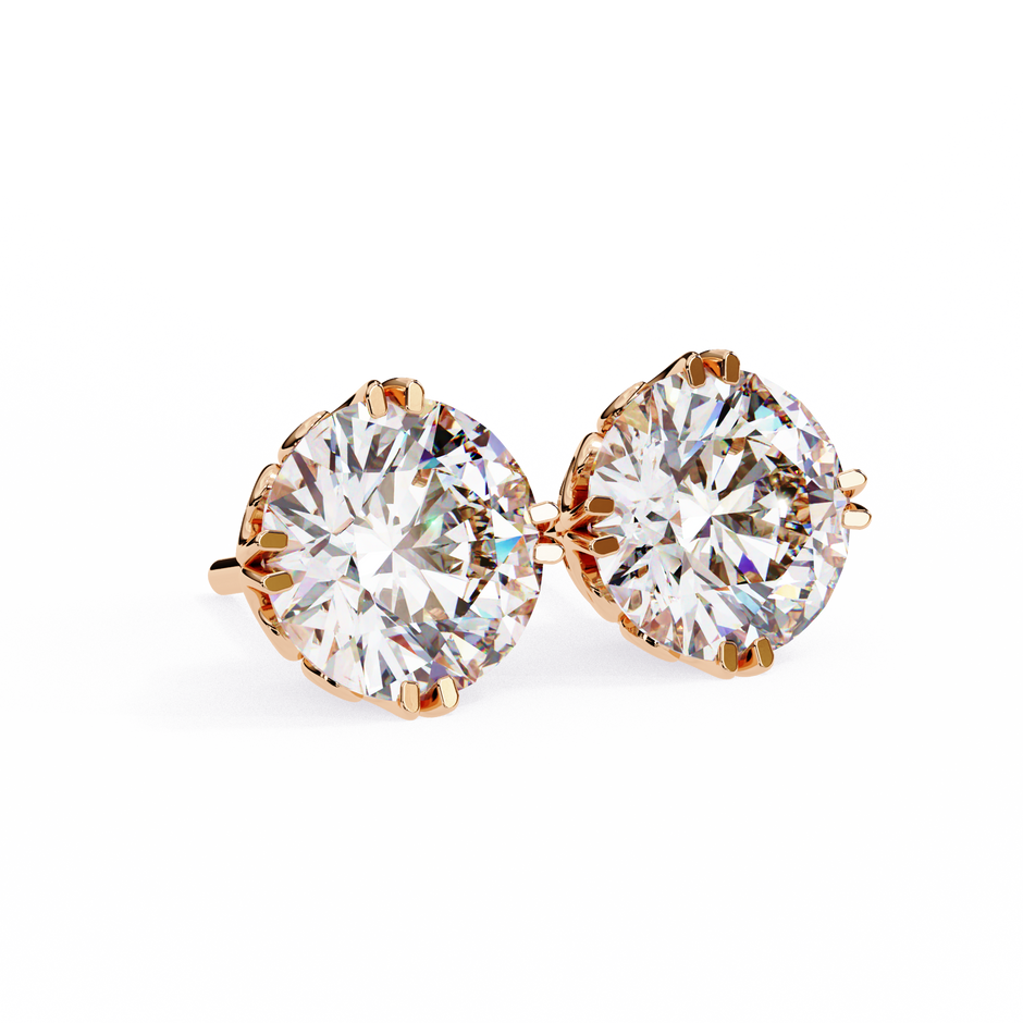 Essence Round Brilliant Stud Earrings — 10k–18k Gold