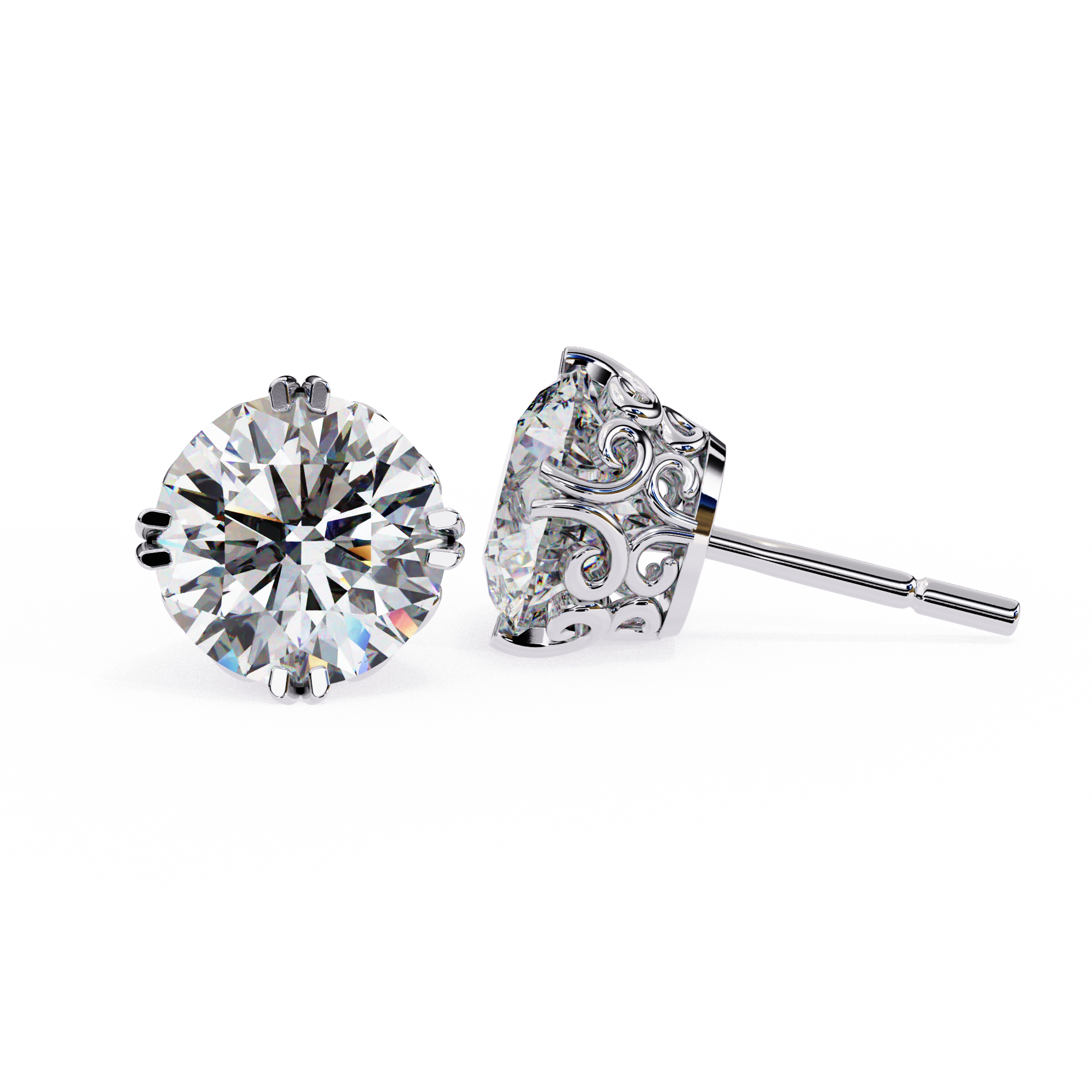 Essence Round Brilliant Stud Earrings — 10k–18k Gold