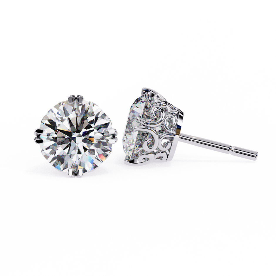 Essence Round Brilliant Stud Earrings — 10k–18k Gold