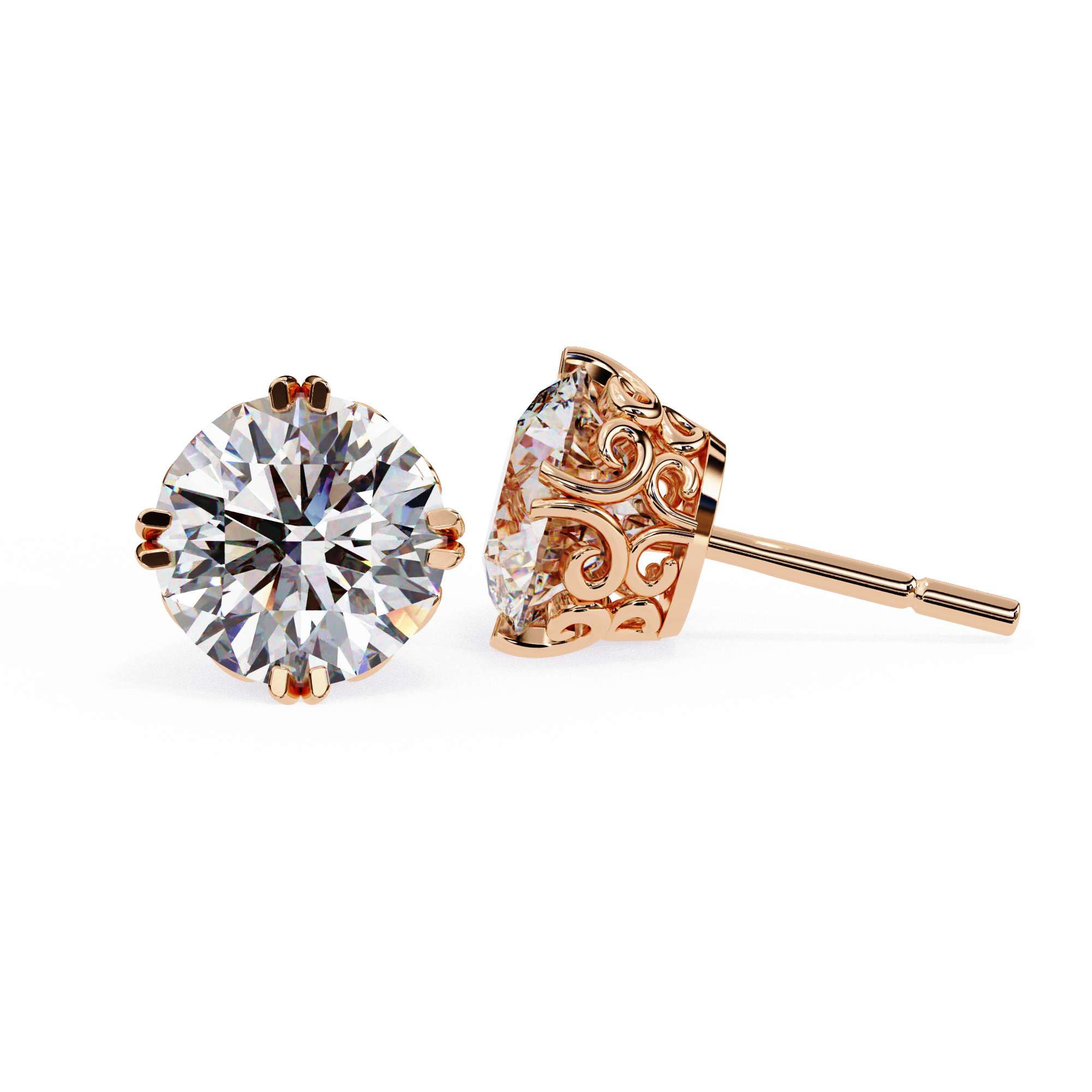 Essence Round Brilliant Stud Earrings — 10k–18k Gold