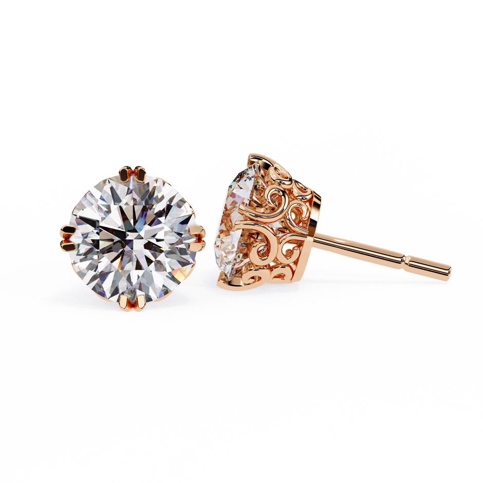 Essence Round Brilliant Stud Earrings — 10k–18k Gold