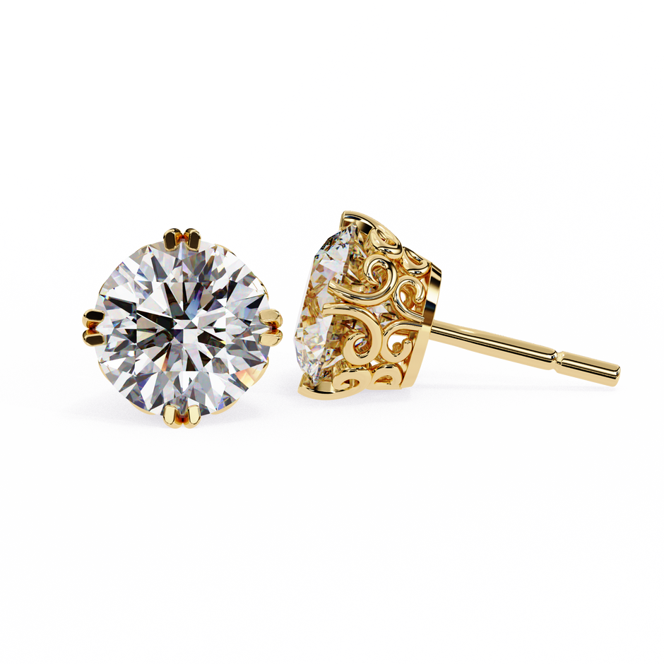 Essence Round Brilliant Stud Earrings — 10k–18k Gold