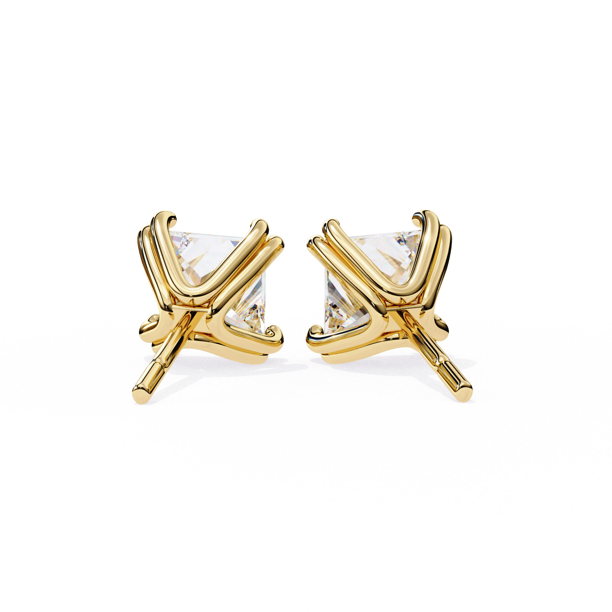 Élégance Princess Diamond Stud Earrings — 10k–18k Gold