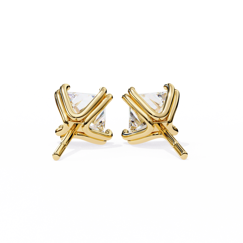 Élégance Princess Diamond Stud Earrings — 10k–18k Gold