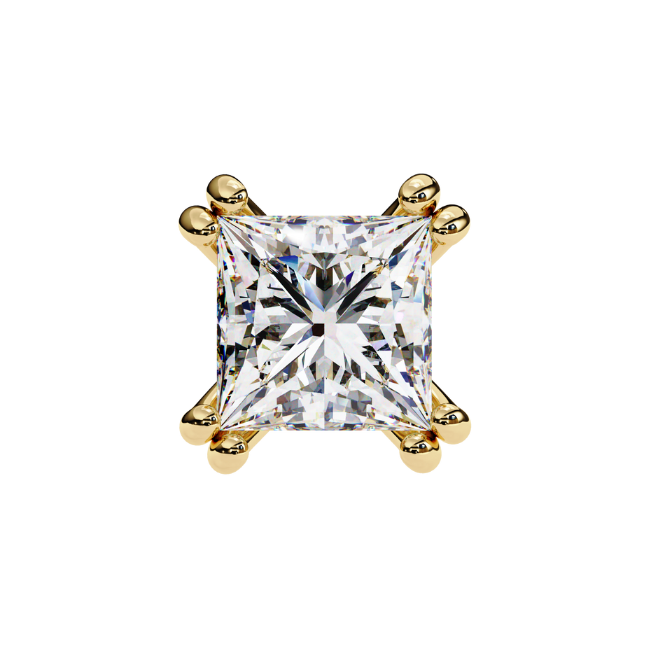 Élégance Princess Diamond Stud Earrings — 10k–18k Gold