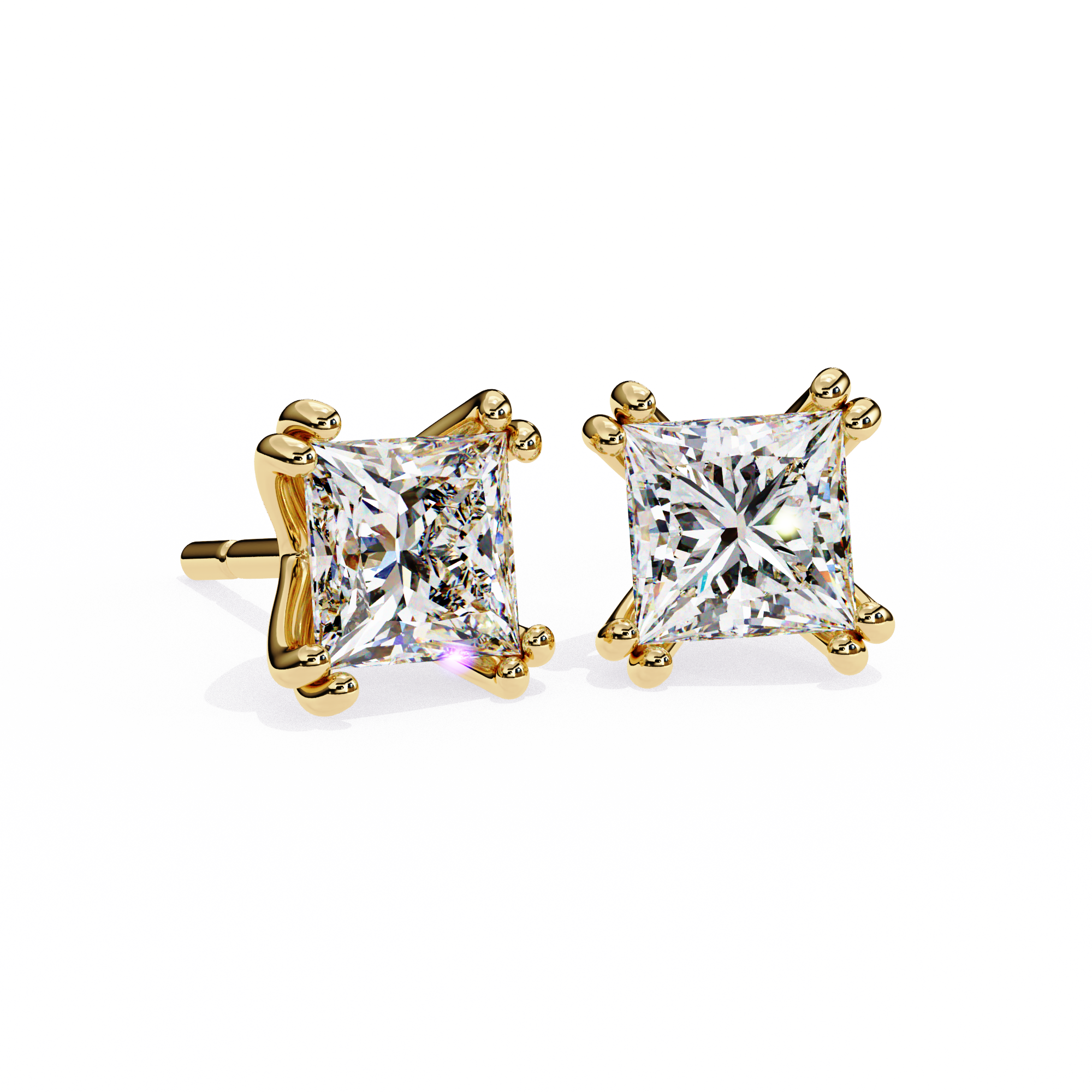 Couture Open-Bezel Diamond Stud Earrings — 10k–18k Gold