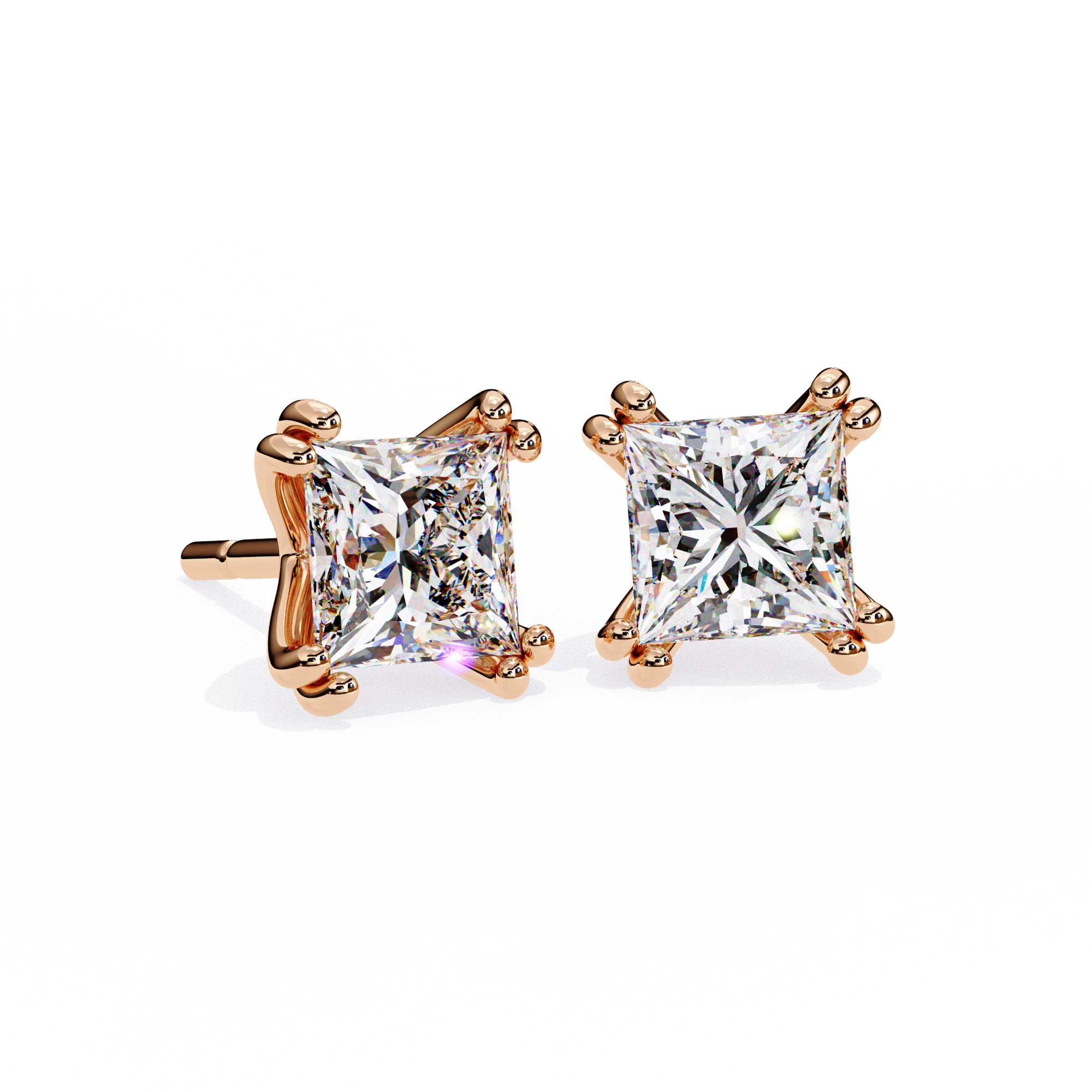 Couture Open-Bezel Diamond Stud Earrings — 10k–18k Gold