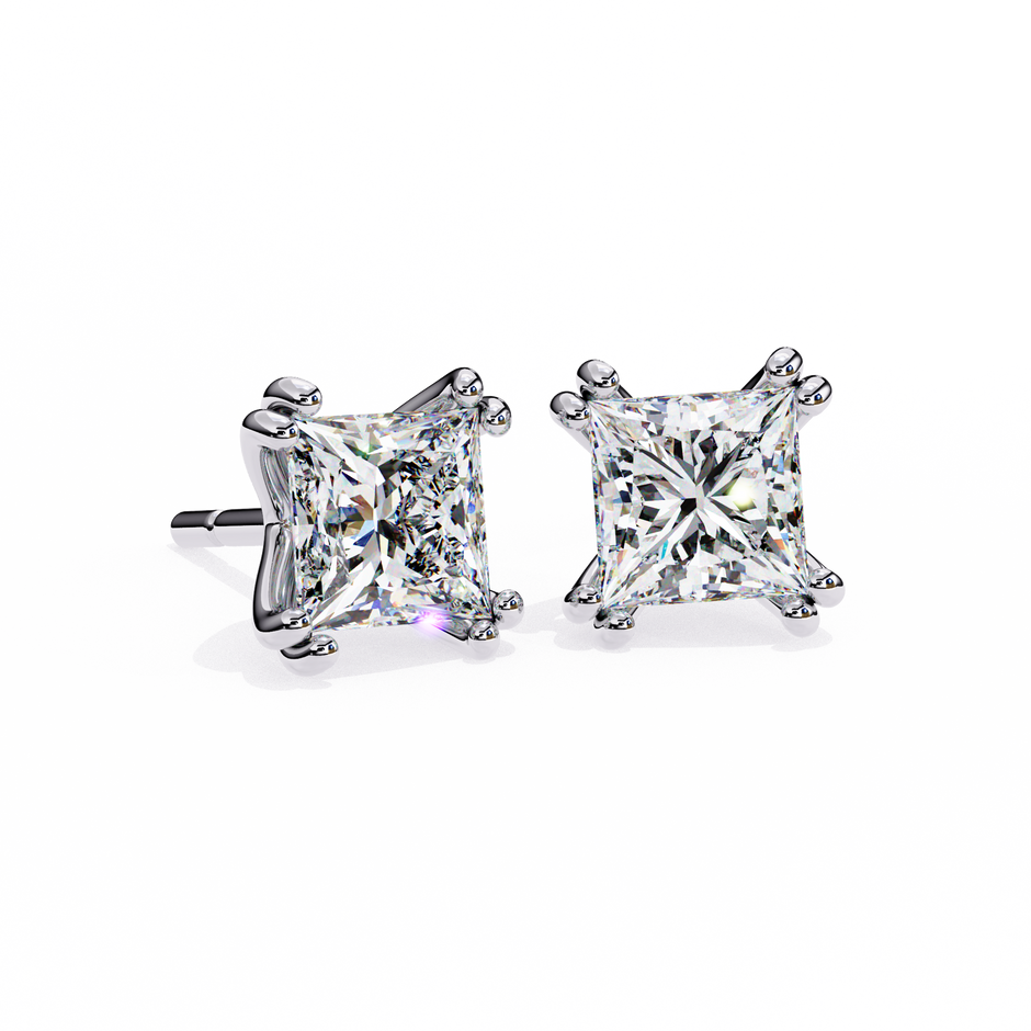 Couture Open-Bezel Diamond Stud Earrings — 10k–18k Gold