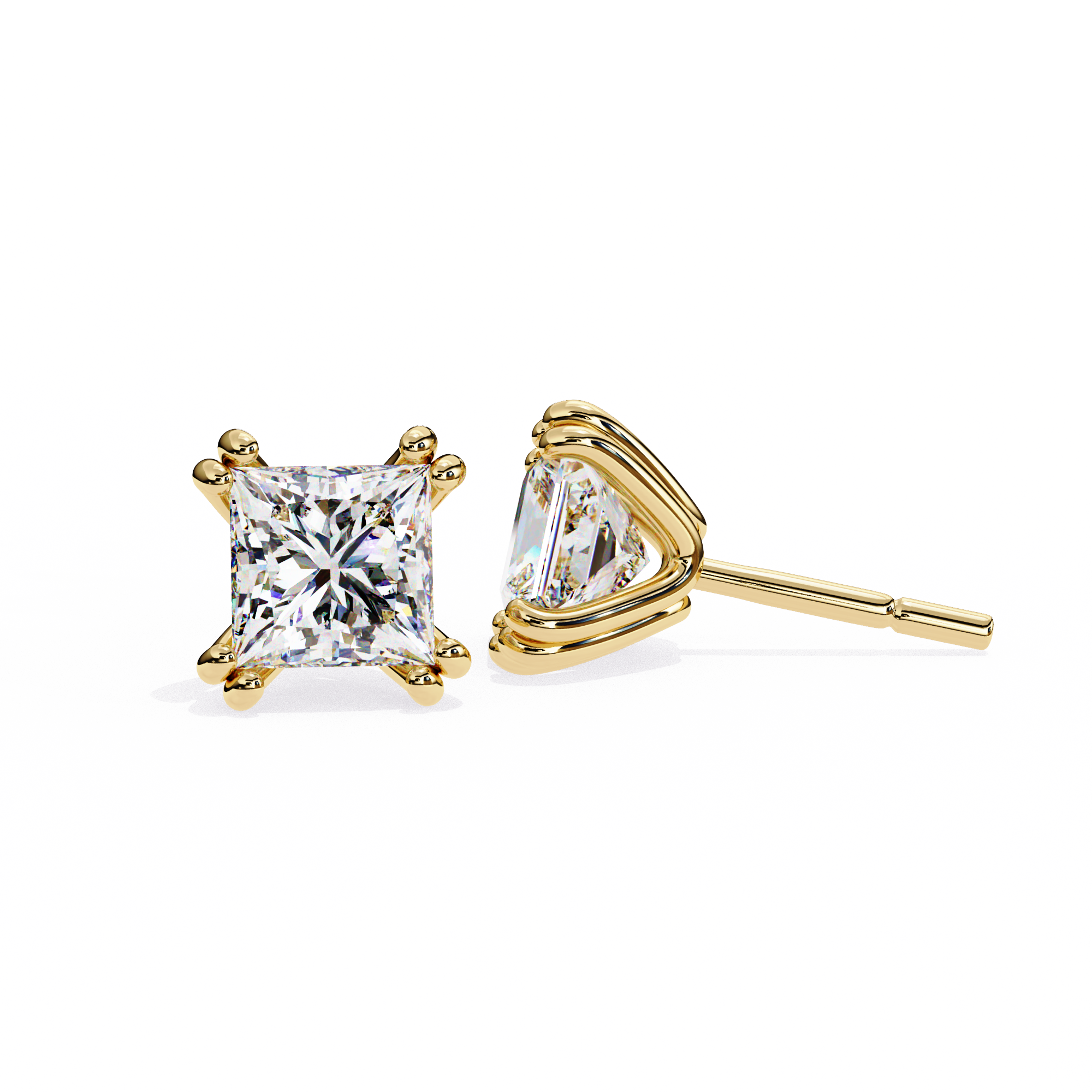 Couture Open-Bezel Diamond Stud Earrings — 10k–18k Gold
