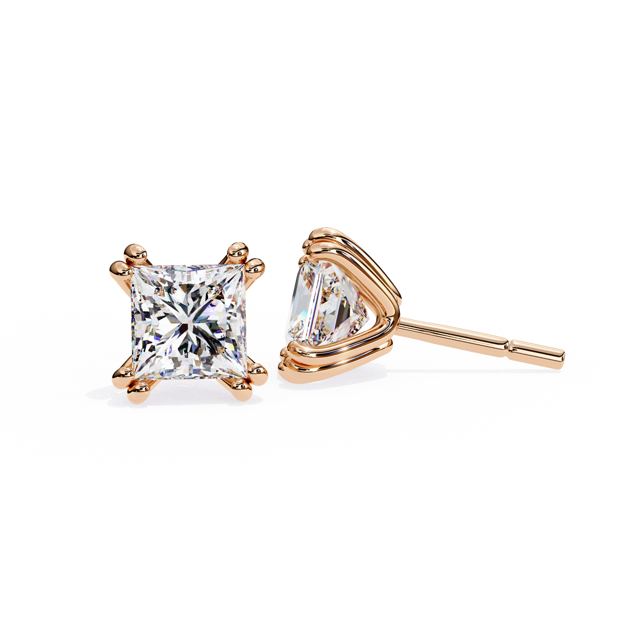 Couture Open-Bezel Diamond Stud Earrings — 10k–18k Gold