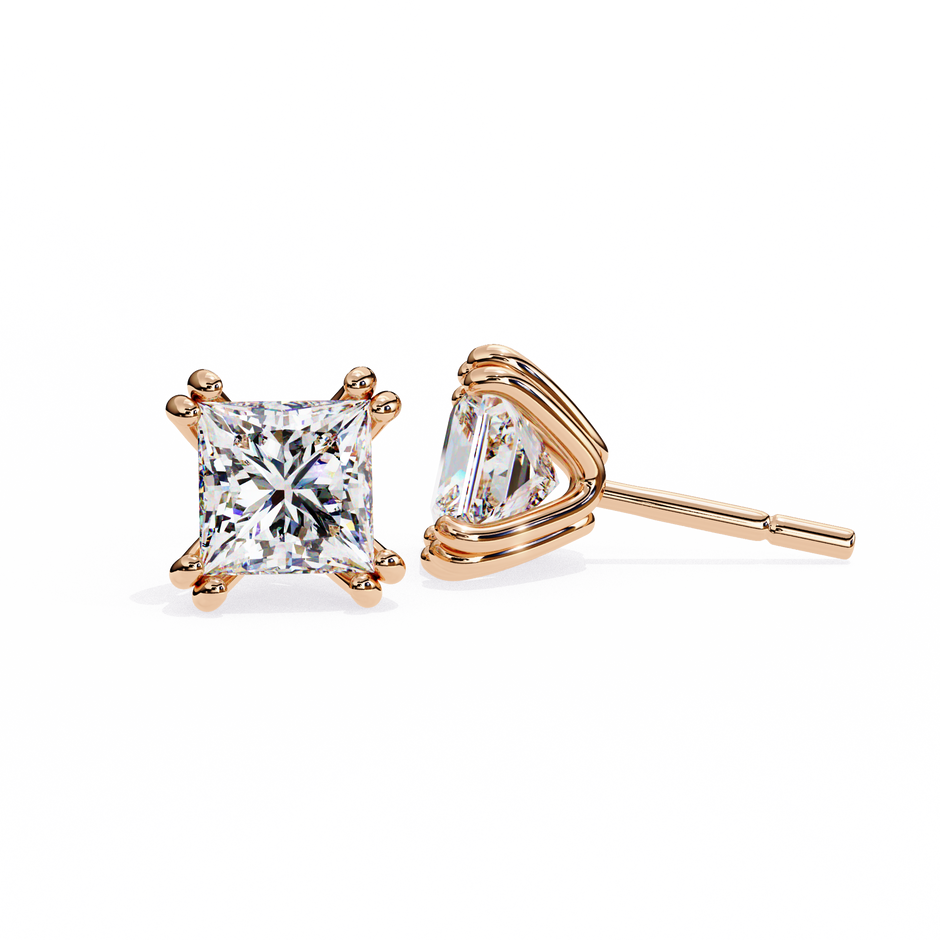Couture Open-Bezel Diamond Stud Earrings — 10k–18k Gold