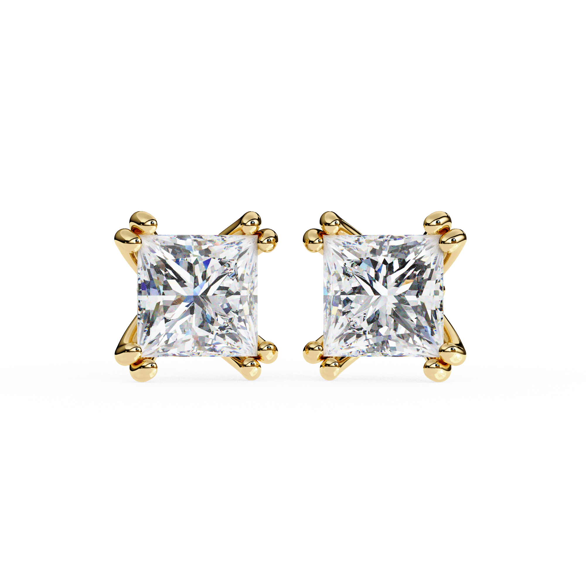 Couture Open-Bezel Diamond Stud Earrings — 10k–18k Gold