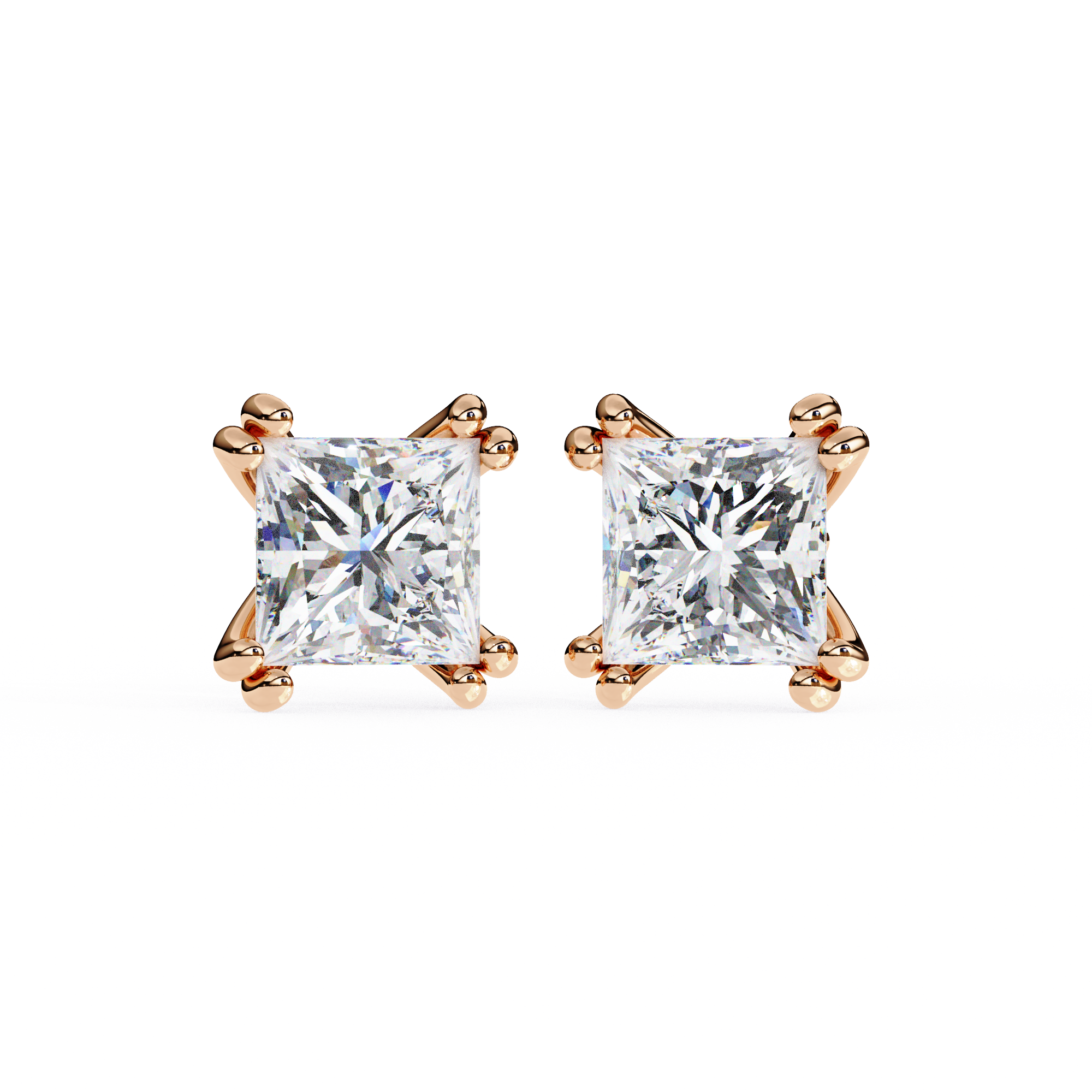 Couture Open-Bezel Diamond Stud Earrings — 10k–18k Gold