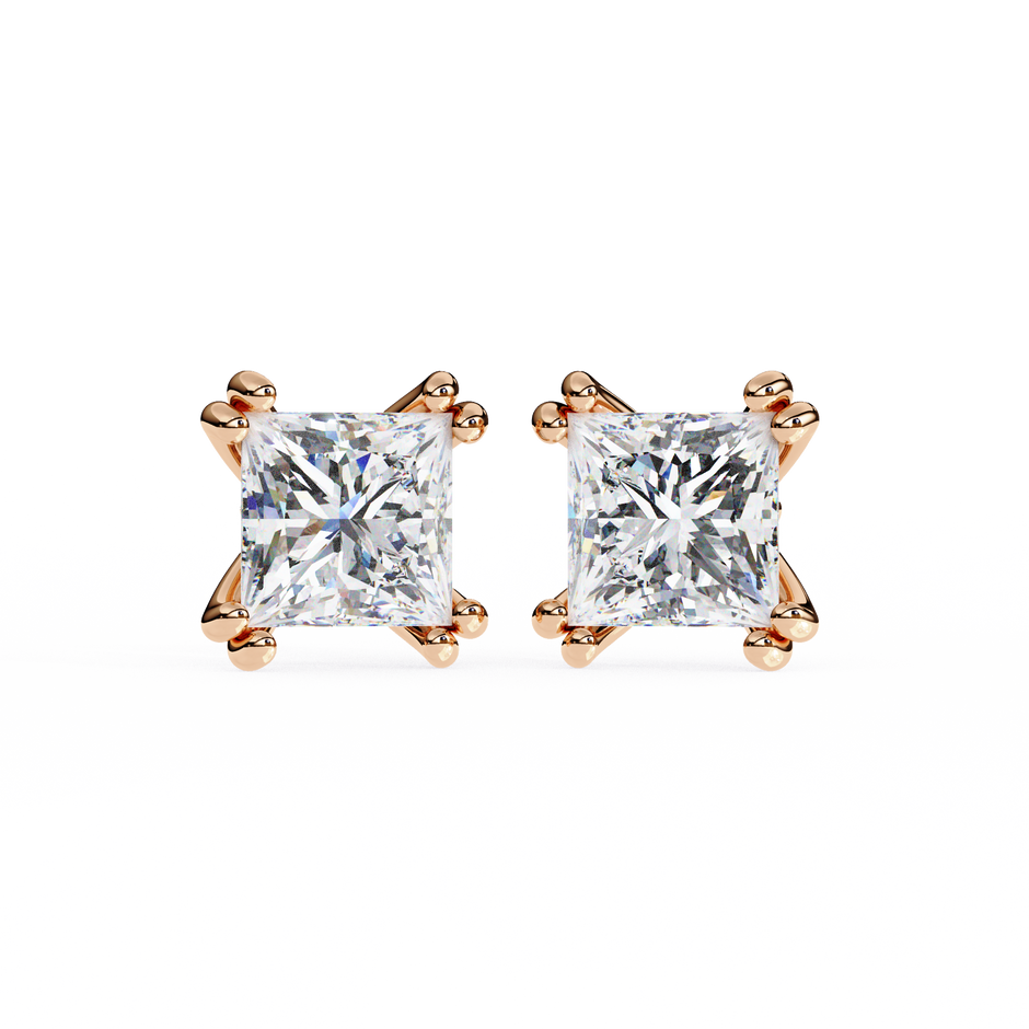 Couture Open-Bezel Diamond Stud Earrings — 10k–18k Gold