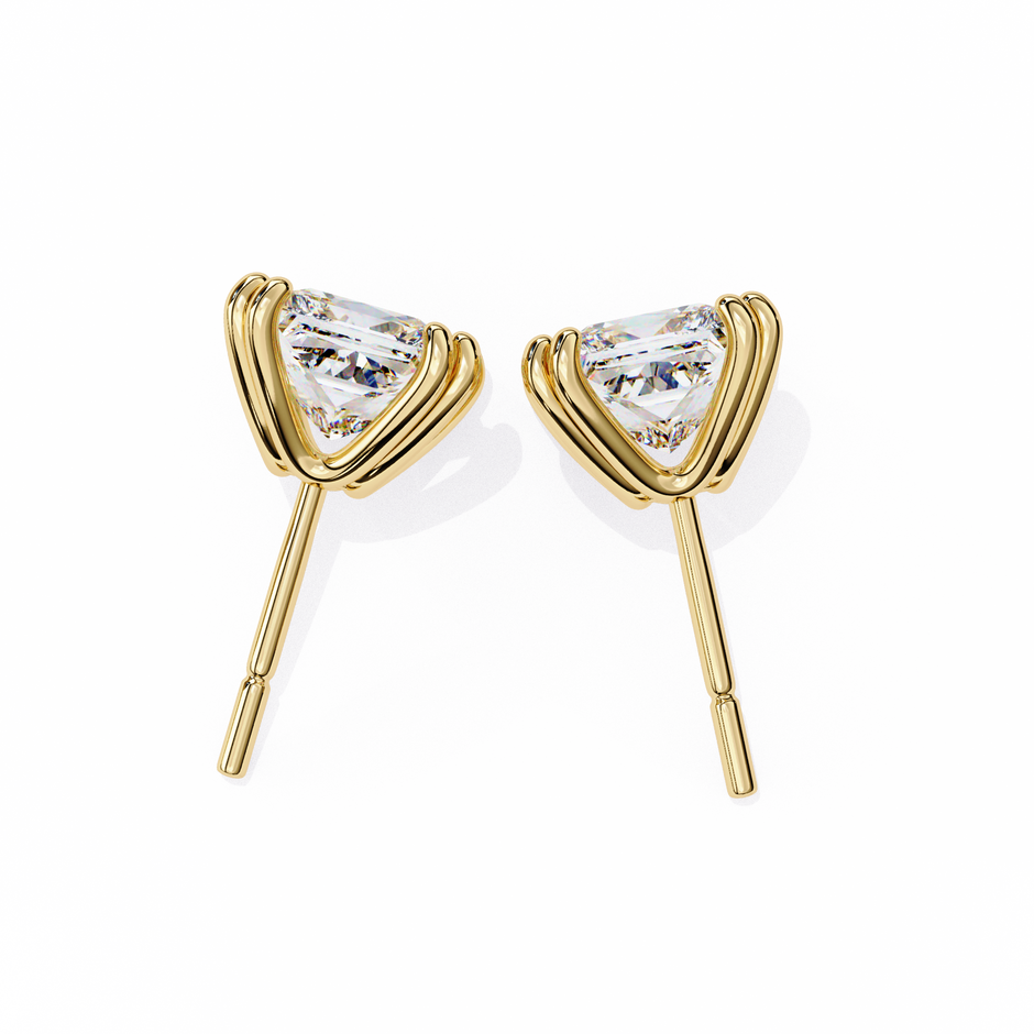 Couture Open-Bezel Diamond Stud Earrings — 10k–18k Gold