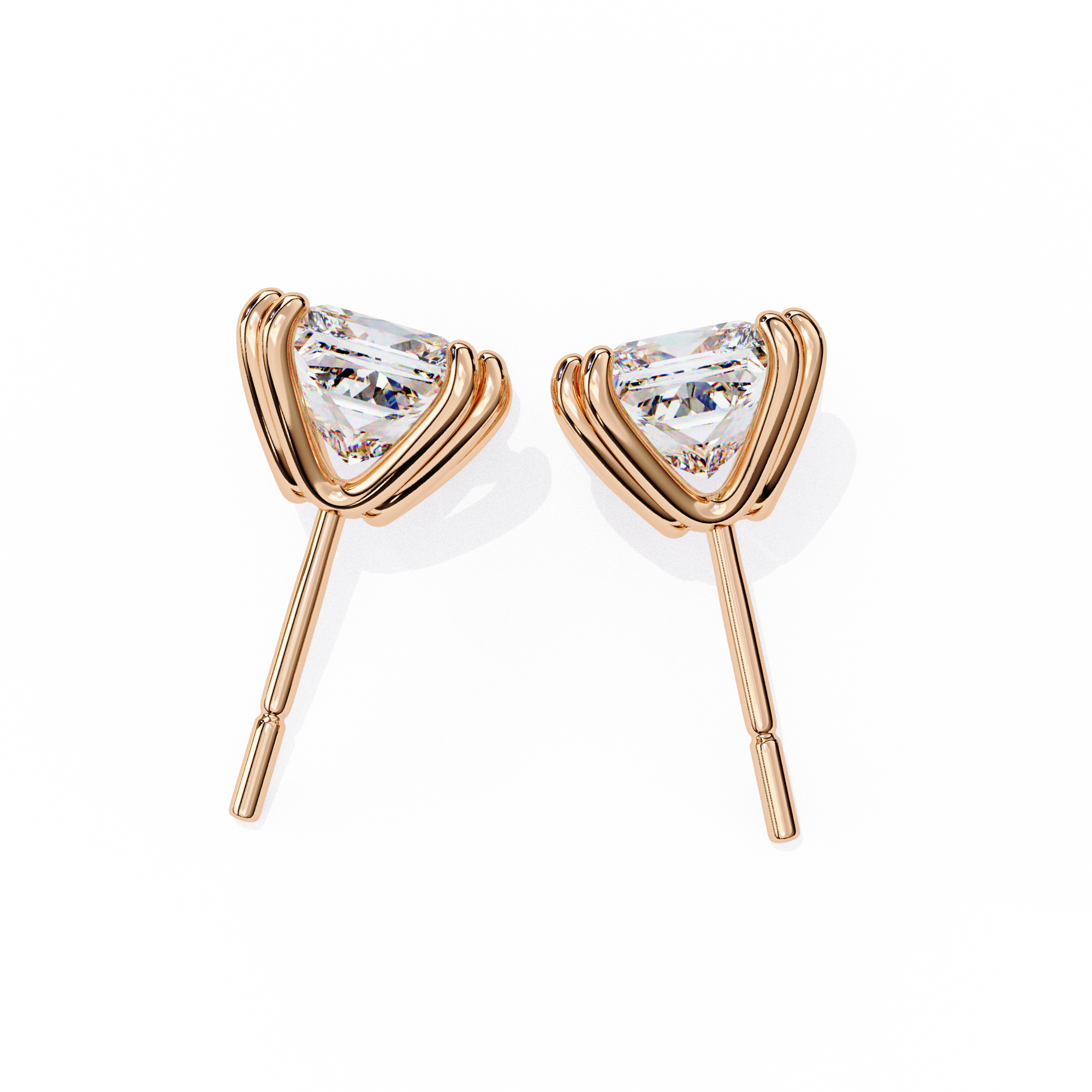 Élégance Princess Diamond Stud Earrings — 10k–18k Gold