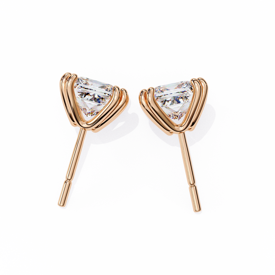 Élégance Princess Diamond Stud Earrings — 10k–18k Gold