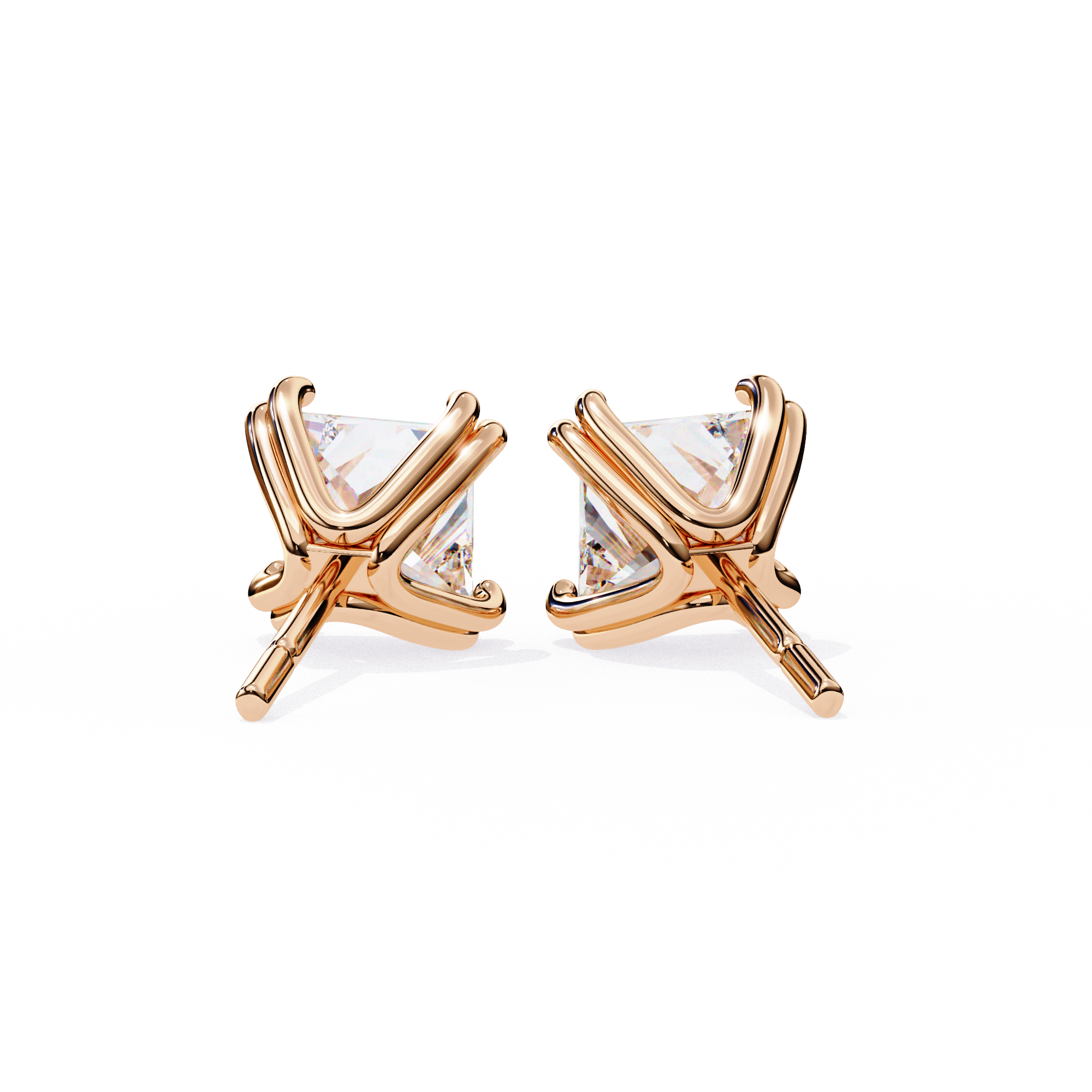 Couture Open-Bezel Diamond Stud Earrings — 10k–18k Gold