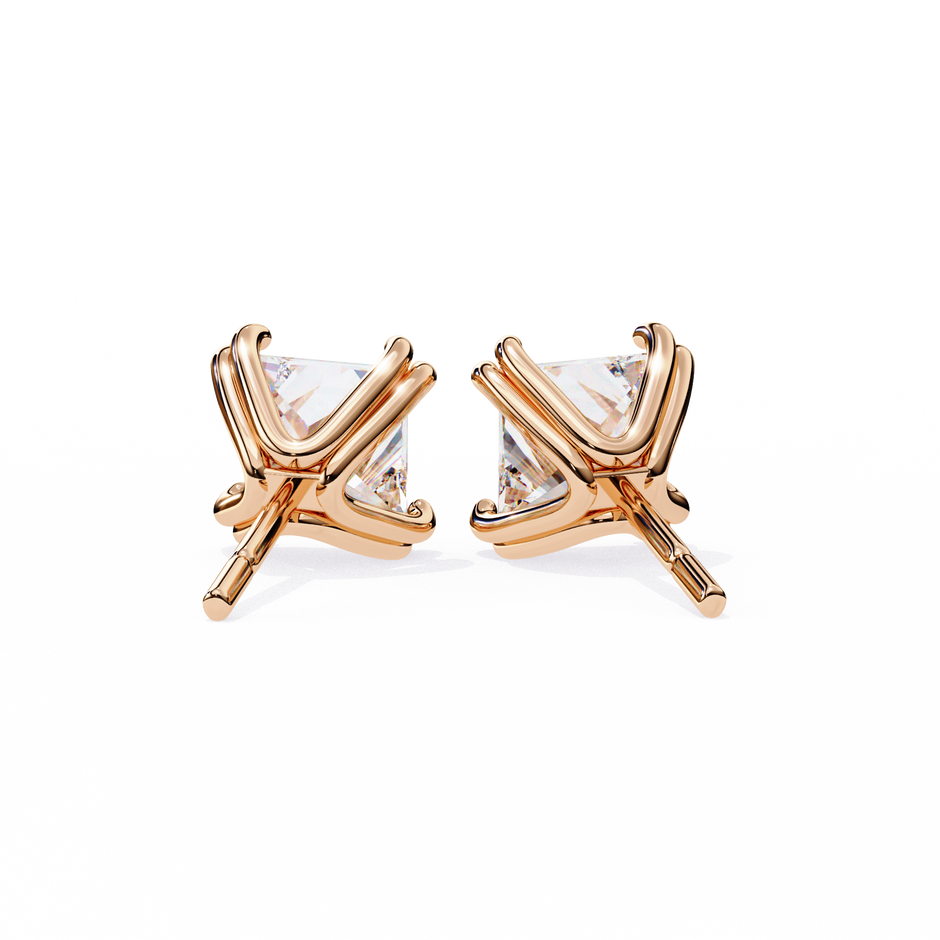 Couture Open-Bezel Diamond Stud Earrings — 10k–18k Gold