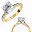 Oval-Cut Diamond Solitaire Ring with Pavé Band — 10k–18k Gold