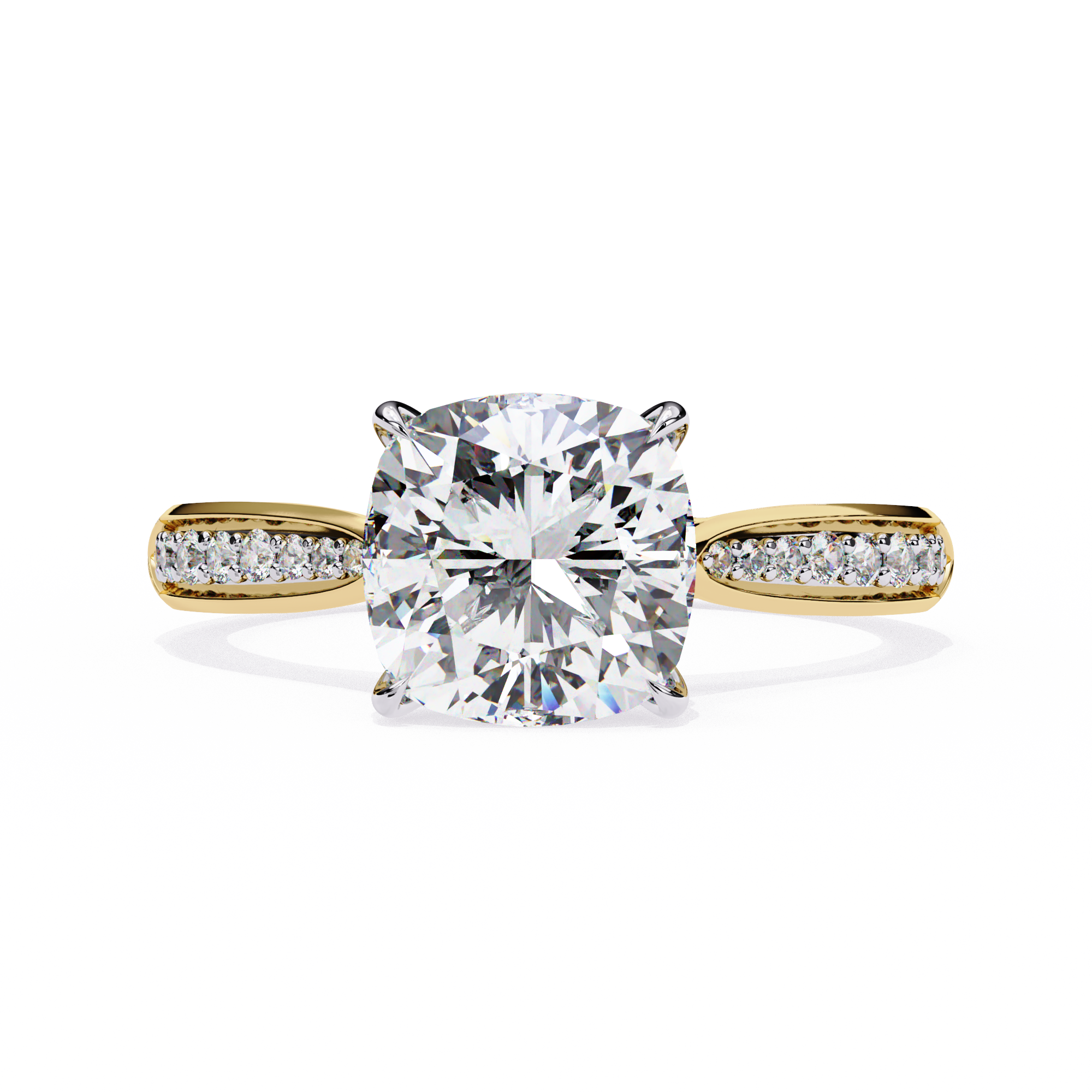 Oval-Cut Diamond Solitaire Ring with Pavé Band — 10k–18k Gold