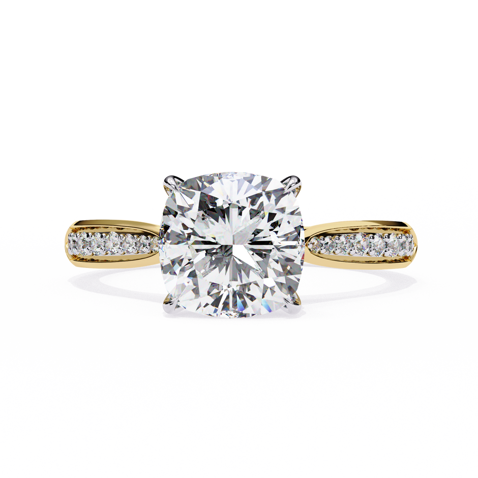 Oval-Cut Diamond Solitaire Ring with Pavé Band — 10k–18k Gold