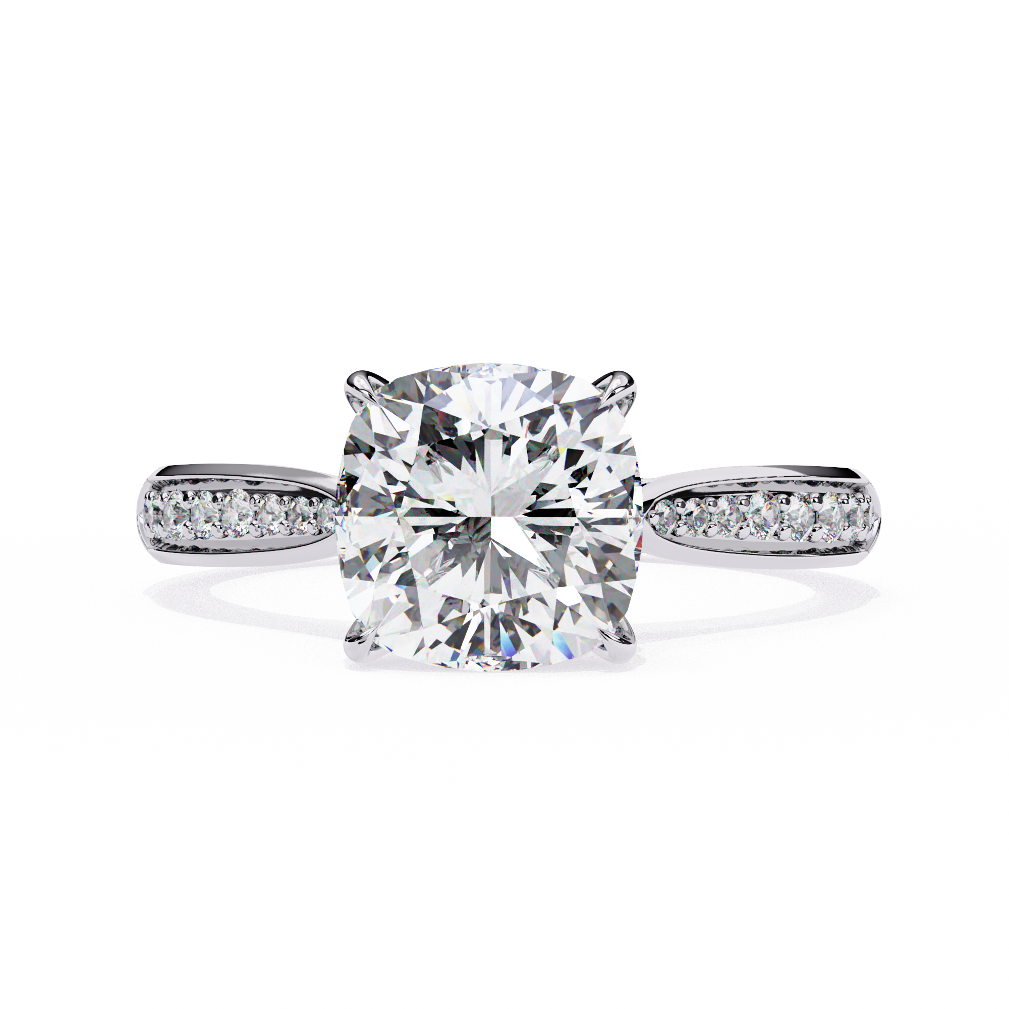 Oval-Cut Diamond Solitaire Ring with Pavé Band — 10k–18k Gold