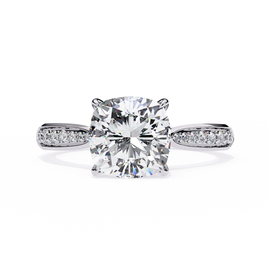 Oval-Cut Diamond Solitaire Ring with Pavé Band — 10k–18k Gold
