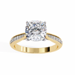 Oval-Cut Diamond Solitaire Ring with Pavé Band — 10k–18k Gold