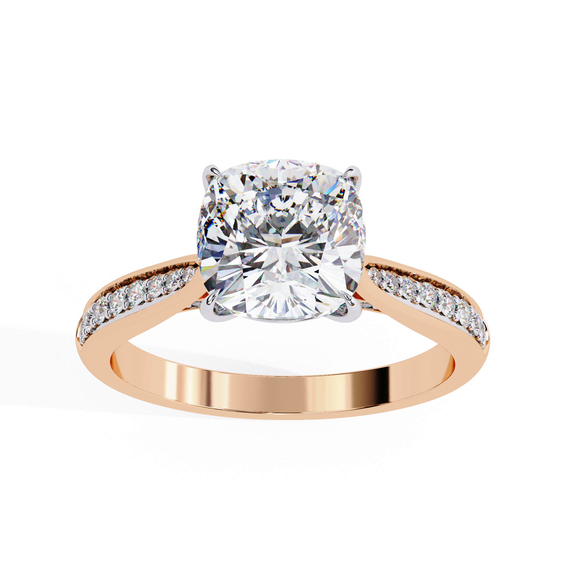 Oval-Cut Diamond Solitaire Ring with Pavé Band — 10k–18k Gold