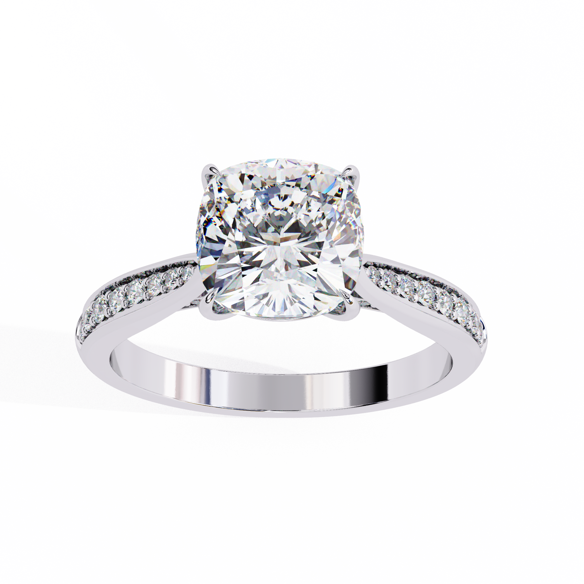 Oval-Cut Diamond Solitaire Ring with Pavé Band — 10k–18k Gold