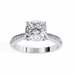 Oval-Cut Diamond Solitaire Ring with Pavé Band — 10k–18k Gold