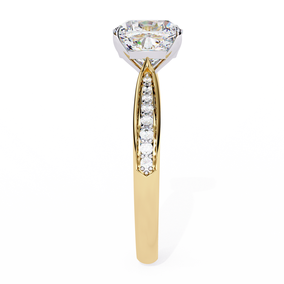 Oval-Cut Diamond Solitaire Ring with Pavé Band — 10k–18k Gold