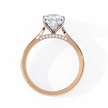 Oval-Cut Diamond Solitaire Ring with Pavé Band — 10k–18k Gold