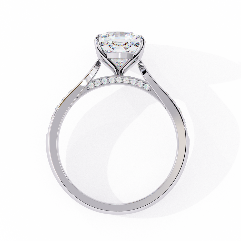 Oval-Cut Diamond Solitaire Ring with Pavé Band — 10k–18k Gold