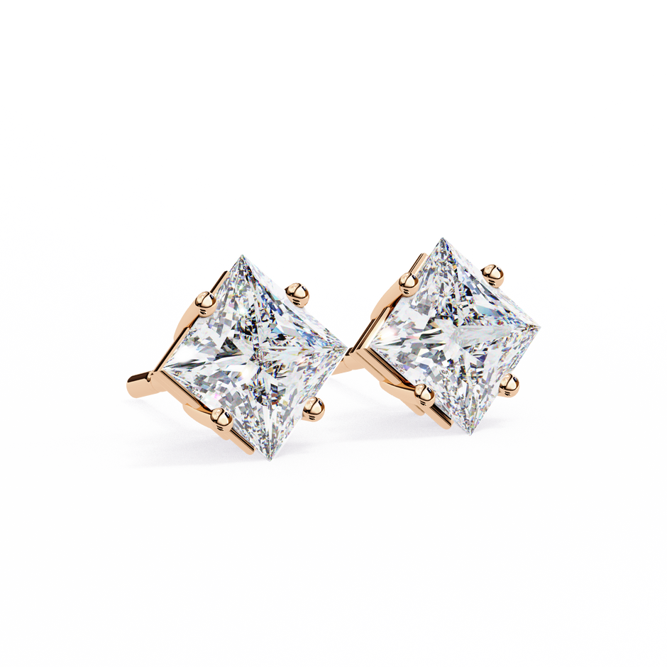 Éclat Solitaire Diamond Stud Earrings — 10k–18k Gold