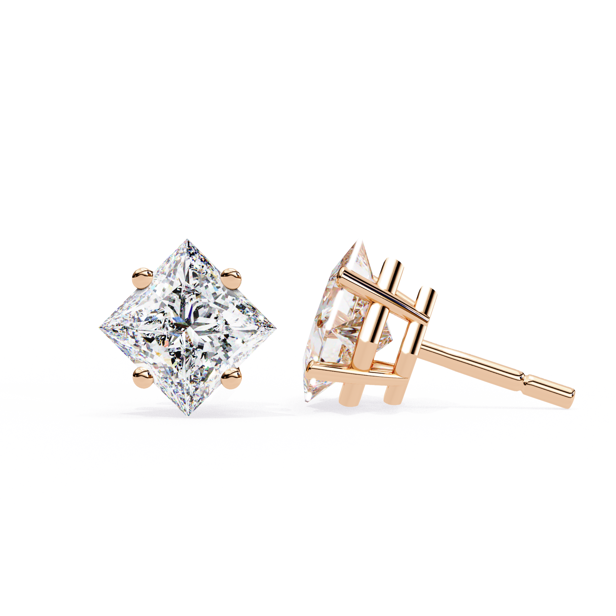 Éclat Solitaire Diamond Stud Earrings — 10k–18k Gold