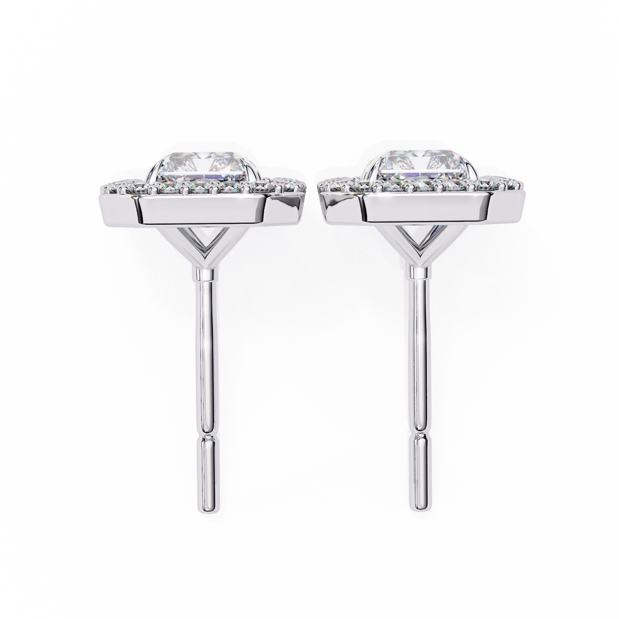 Panthère Princess-Cut Diamond Stud Earrings — 10k–18k Gold
